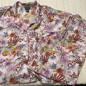 Cynthia Rowley womans Pajama Set floral pink mauve butterflies